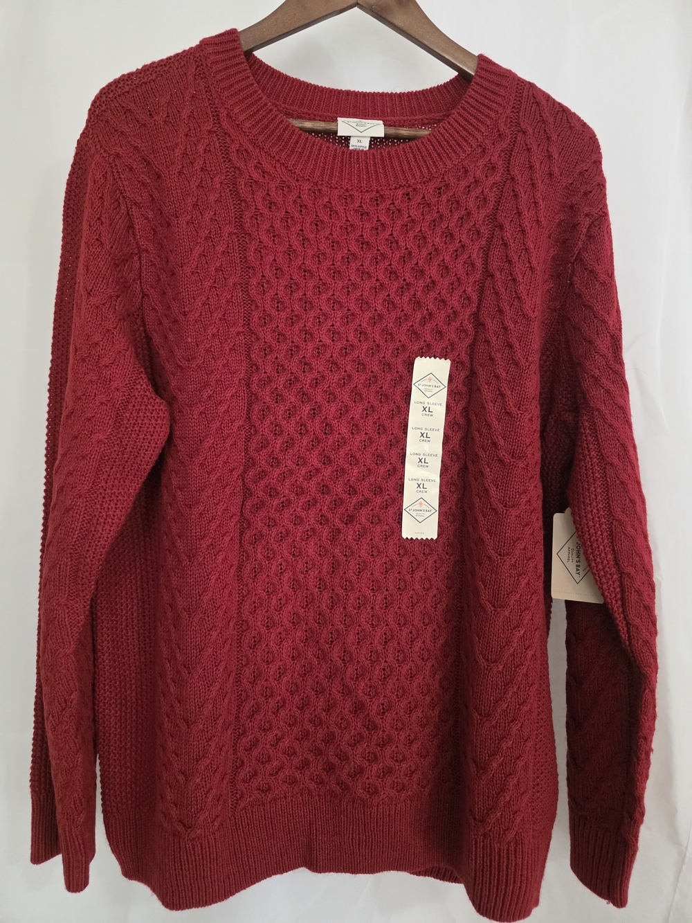 St. John's Bay Red Cable Knit Crewneck Sweater Women's